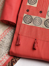 Neck Embroidered Cotton Blend Unstitched Suit With Dupatta